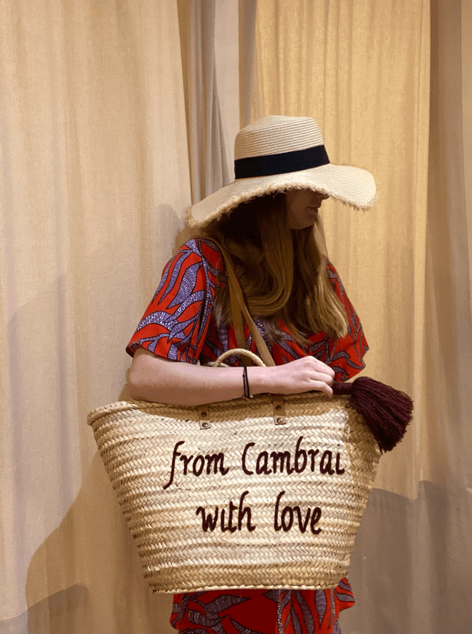 PANIER FROM CAMBRAI WITH LOVE POMPOM BORDEAUX