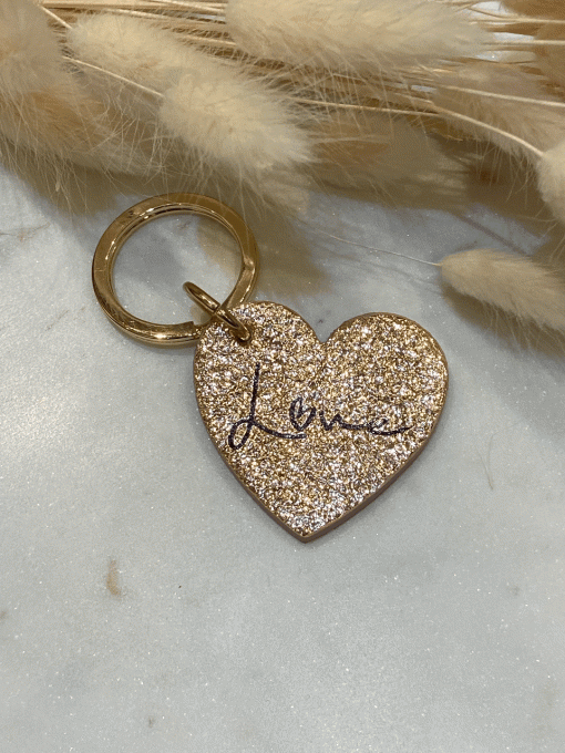 PORTE CLÉ COEUR "LOVE" ROSE BRILLANT