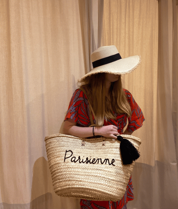 PANIER PARISIENNE POMPOM NOIR