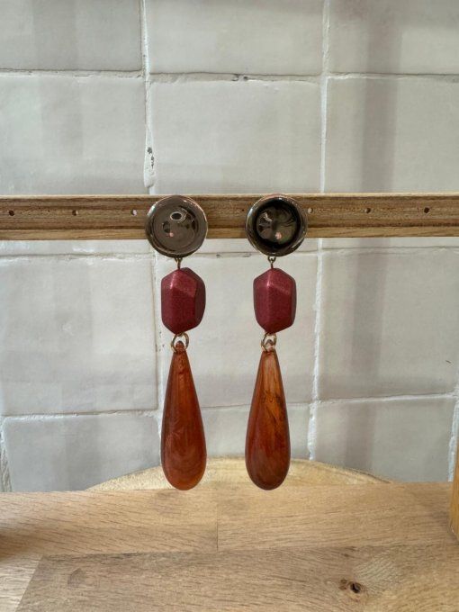 BO CLIP BORDEAUX / ORANGE - FRANCINE BRAMLI