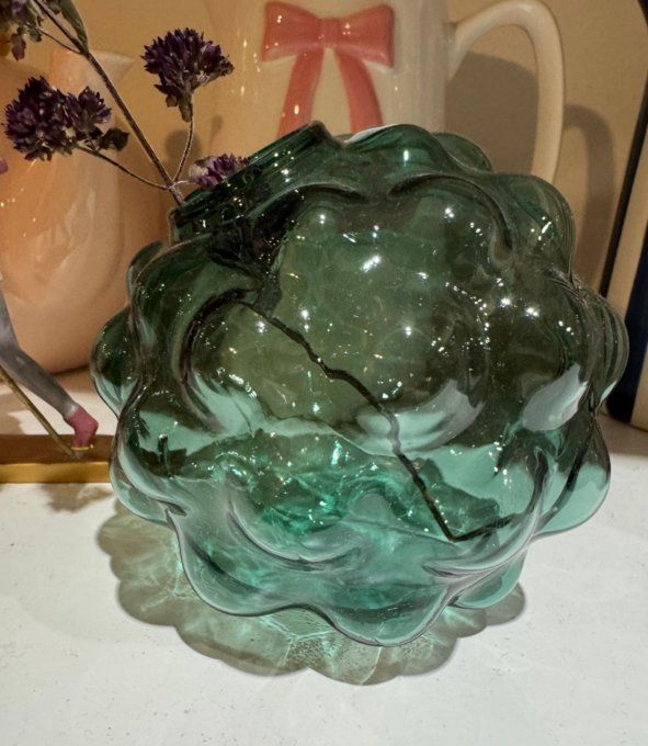Vase atome vert en verre