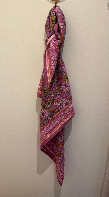 GRAND FOULARD INDIEN MEERA - ORCHIDÉE 