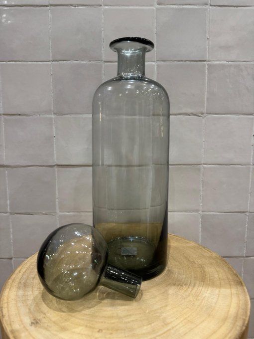 Vase bouteille grise