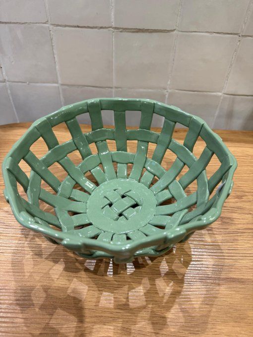 Panier céramique rond vert