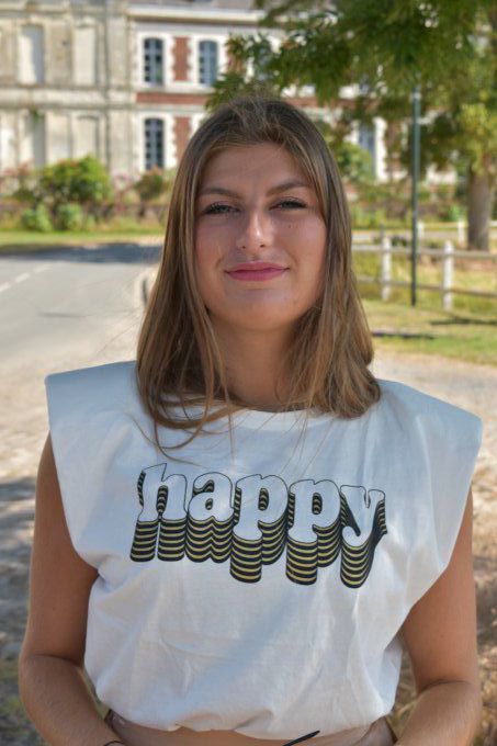 T-SHIRT "HAPPY" ÉPAULETTES GOLD