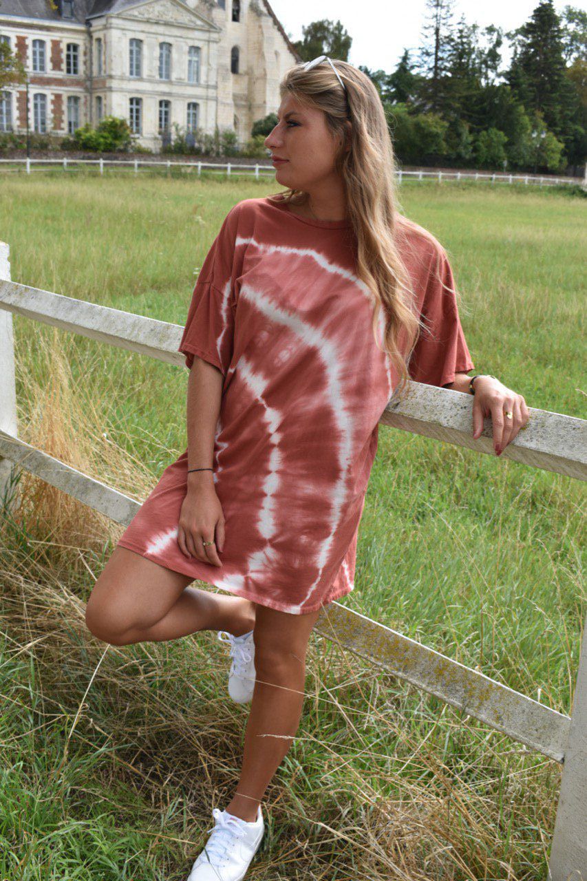 ROBE GAËLLE TIE AND DYE TERRACOTTA 