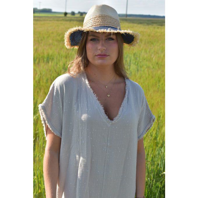 ROBE ORLANE 100% GAZE DE COTON BEIGE