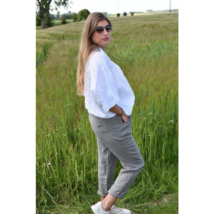 PANTALON 100% LIN MARCEL TAUPE