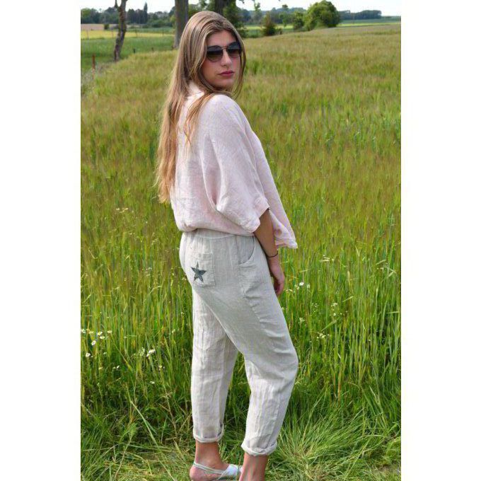 PANTALON 100% LIN MARCEL BEIGE