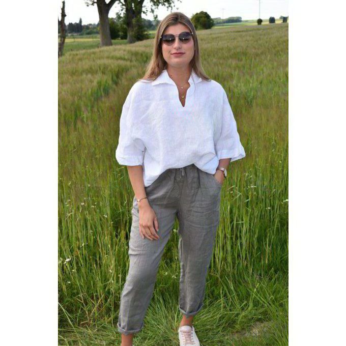 PANTALON 100% LIN MARCEL TAUPE