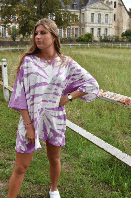 ROBE TIE AND DYE LILAS